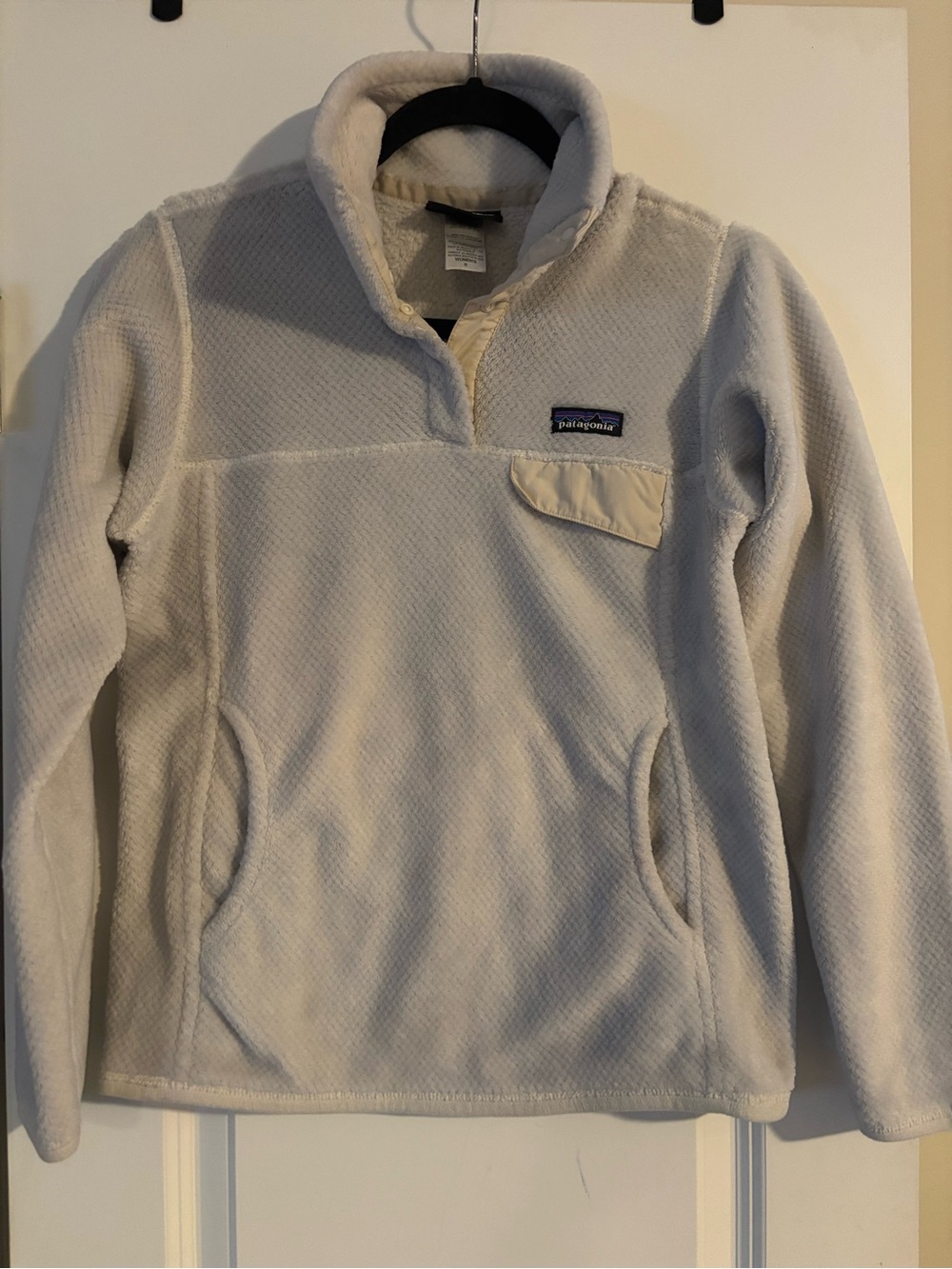 Patagonia Re-Tool Snap-T Fleece Pullover Off-White Polartec Deep Pile Cozy Small